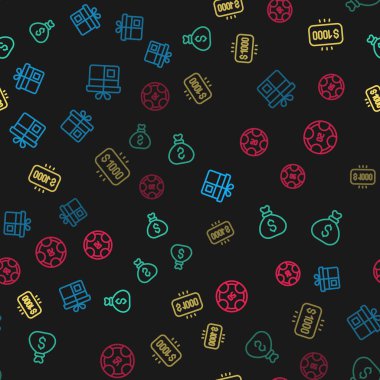 Hediye kutusu, para çantası, kumarhane ödülü ve kumarhane fişleri. Vektör