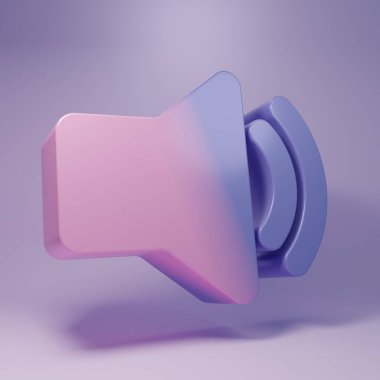 Purple Speaker volume - audio voice sound symbol, media music icon isolated on purple background. Minimalism concept. 3D render illustration.