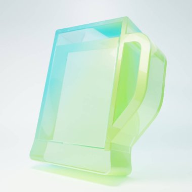 Frosted glass Glass of beer icon isolated on white background. Minimalism concept. 3D render illustration.
