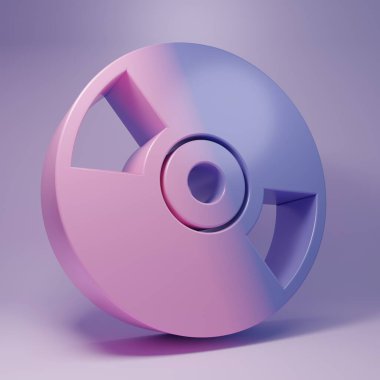 Purple CD or DVD disk icon isolated on purple background. Compact disc sign. Minimalism concept. 3D render illustration.