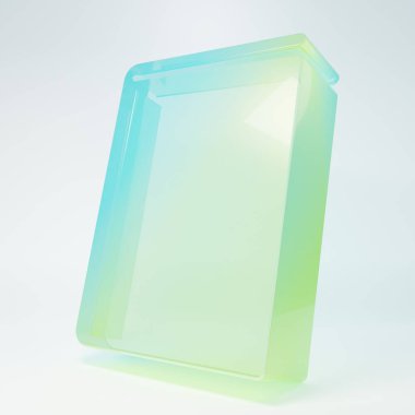 Beyaz arkaplanda izole edilmiş buzlu cam kitap ikonu. Minimalizm kavramı. 3 Boyutlu resimleme.