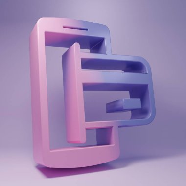 Purple NFC Payment icon isolated on purple background. Mobile payment. NFC smartphone concept. Transfer icon. Minimalism concept. 3D render illustration.