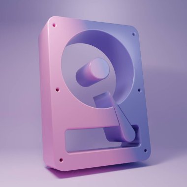 Purple Hard disk drive HDD icon isolated on purple background. Minimalism concept. 3D render illustration.