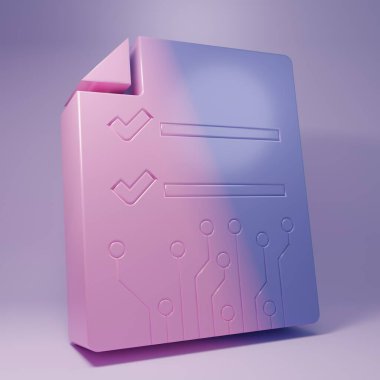 Purple Smart contract icon isolated on purple background. Blockchain technology, cryptocurrency mining, bitcoin, altcoins, digital money market. Minimalism concept. 3D render illustration.