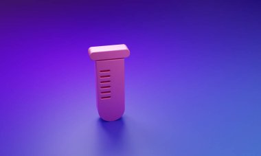 Pink Test tube or flask - chemical laboratory test icon isolated on purple-blue background. Laboratory, scientific glassware sign. Minimalism concept. 3D render illustration.