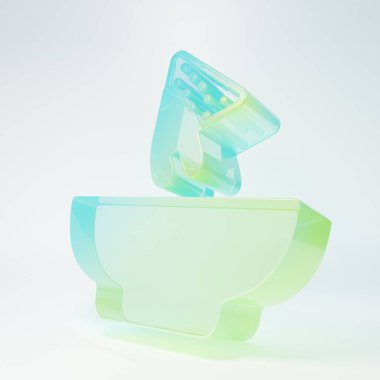 Frosted glass Nachos in plate icon isolated on white background. Tortilla chips or nachos tortillas. Traditional mexican fast food. Minimalism concept. 3D render illustration.