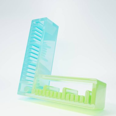 Buzlu cam katlama cetvel simgesi beyaz arkaplanda izole edildi. Minimalizm kavramı. 3 Boyutlu resimleme.