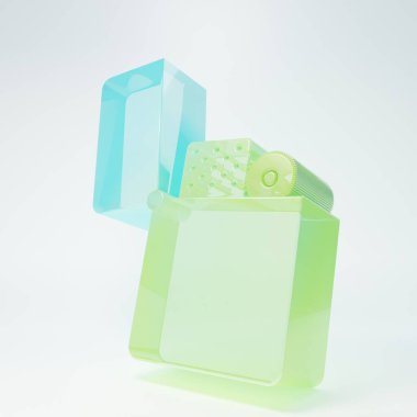 Frosted glass Lighter icon isolated on white background. Minimalism concept. 3D render illustration.