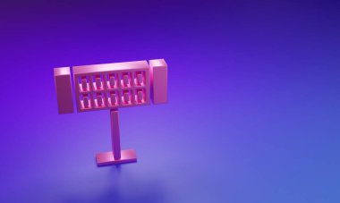 Pink Electric heater icon isolated on purple-blue background. Infrared floor heater with remote control. House climate control. Minimalism concept. 3D render illustration.
