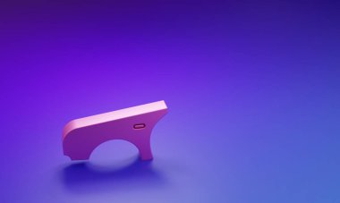 Pink Car fender icon isolated on purple-blue background. Minimalism concept. 3D render illustration.