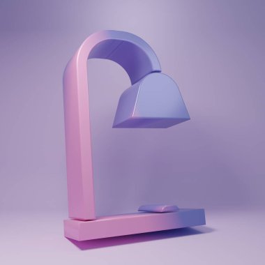 Purple Table lamp icon isolated on purple background. Minimalism concept. 3D render illustration.