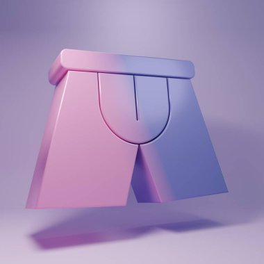 Purple Men underpants icon isolated on purple background. Man underwear. Minimalism concept. 3D render illustration.