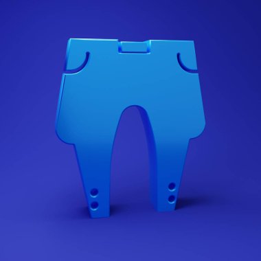 Mavi Pantolon simgesi mavi arkaplanda izole edildi. Minimalizm kavramı. 3 Boyutlu resimleme.