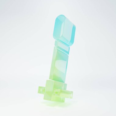 Frosted glass Torch flame icon isolated on white background. Symbol fire hot, flame power, flaming and heat. Minimalism concept. 3D render illustration.