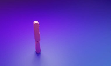 Pink Disposable plastic knife icon isolated on purple-blue background. Minimalism concept. 3D render illustration.