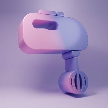 Purple Electric mixer icon isolated on purple background. Kitchen blender. Minimalism concept. 3D render illustration.