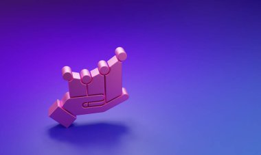 Pink Pie chart infographic icon isolated on purple-blue background. Diagram chart sign. Minimalism concept. 3D render illustration.