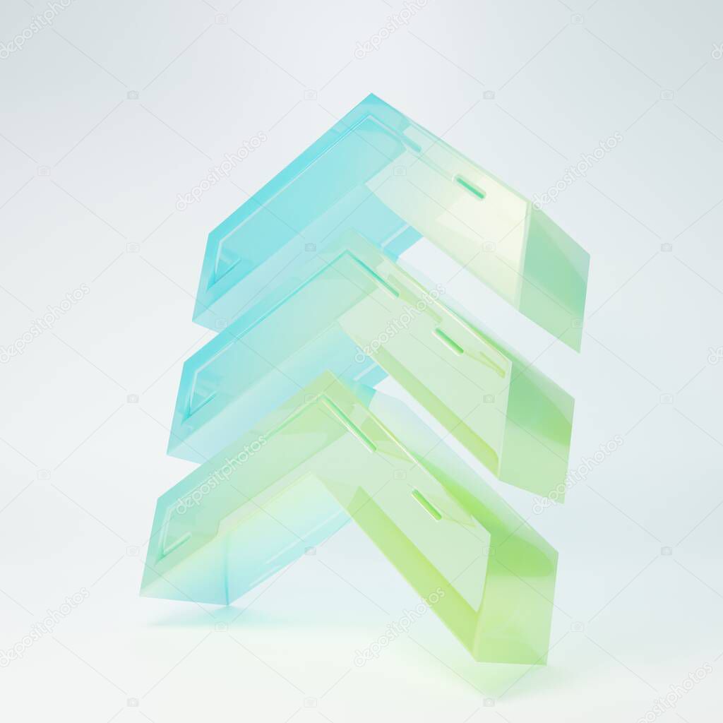 Frosted glass Military rank icon isolated on white background. Military badge sign. Minimalism concept. 3D render illustration.