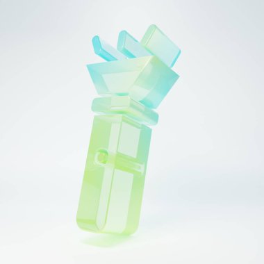 Frosted glass Flashlight icon isolated on white background. Minimalism concept. 3D render illustration.