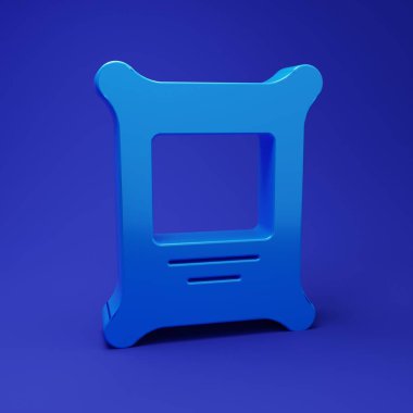 Mavi gübre torbası ikonu mavi arkaplanda izole edilmiş. Minimalizm kavramı. 3 Boyutlu resimleme.