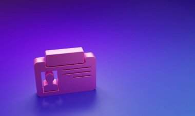 Mor-mavi arka planda izole edilmiş pembe kimlik simgesi. Sunum için, şirketin kimliği için, reklam için kullanılabilir. Minimalizm kavramı. 3 Boyutlu resimleme.