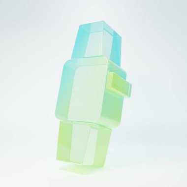 Frosted glass Smartwatch icon isolated on white background. Minimalism concept. 3D render illustration.