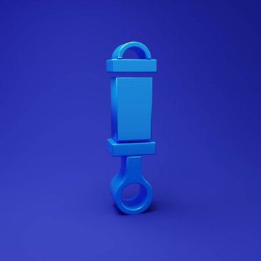 Mavi Şok emici simgesi mavi arkaplanda izole edildi. Minimalizm kavramı. 3 Boyutlu resimleme.