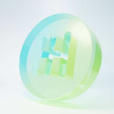 Frosted glass Gear shifter icon isolated on white background. Transmission icon. Minimalism concept. 3D render illustration.