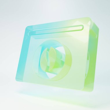 Frosted glass Bag of coffee beans icon isolated on white background. Minimalism concept. 3D render illustration.