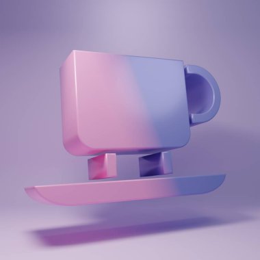 Purple Coffee cup icon isolated on purple background. Tea cup. Hot drink coffee. Minimalism concept. 3D render illustration.