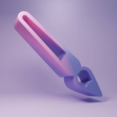 Purple Paint brush icon isolated on purple background. Minimalism concept. 3D render illustration.