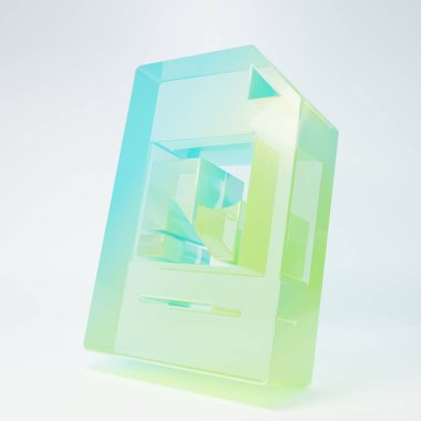 Frosted glass File document with illustration icon isolated on white background. Checklist icon. Business concept. Minimalism concept. 3D render illustration.