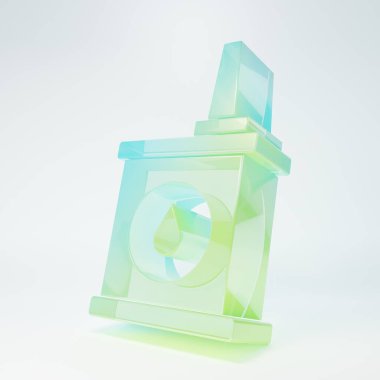 Beyaz arka planda izole edilmiş motor makine yağı ikonu için buzlu cam kutu. Benzin bidonu. Yağ değiştirme ve onarım servisi. Minimalizm kavramı. 3 Boyutlu resimleme.