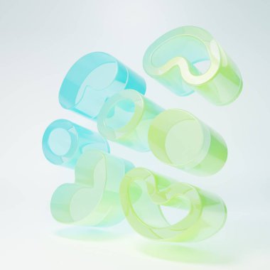 Beyaz arka planda izole edilmiş buzlu cam şeker ikonu. Minimalizm kavramı. 3 Boyutlu resimleme.