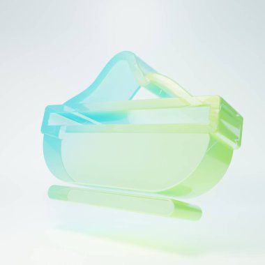 Beyaz arka planda izole edilmiş buzlu cam un kasesi ikonu. Pişirme malzemeleri. Sağlıklı organik yiyecekler. Mutfak gereçleri kupası. Hamur yemeği. Minimalizm kavramı. 3 Boyutlu resimleme.