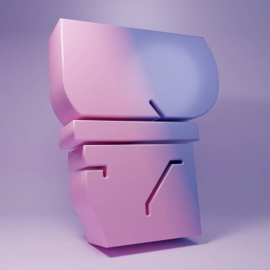Purple Beer belly icon isolated on purple background. Minimalism concept. 3D render illustration.