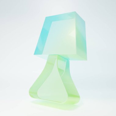 Beyaz arkaplanda izole edilmiş buzlu cam masa lambası ikonu. Masa lambası. Minimalizm kavramı. 3 Boyutlu resimleme.