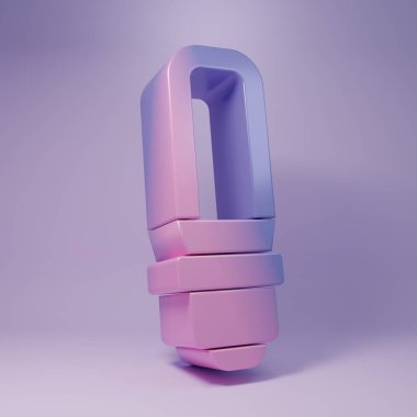 Purple LED light bulb icon isolated on purple background. Economical LED illuminated lightbulb. Save energy lamp. Minimalism concept. 3D render illustration.