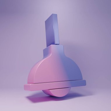 Purple Lamp hanging icon isolated on purple background. Ceiling lamp light bulb. Minimalism concept. 3D render illustration.