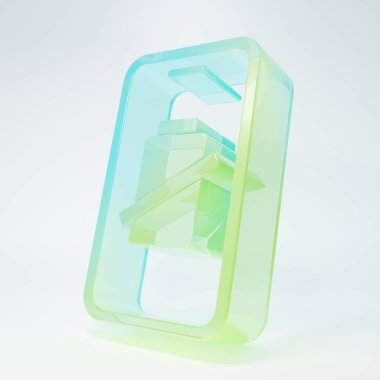 Frosted glass Smartphone battery charge icon isolated on white background. Phone with a low battery charge. Minimalism concept. 3D render illustration.