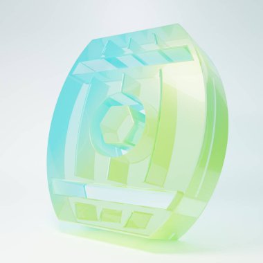 Frosted glass Wooden barrel with honey icon isolated on white background. Minimalism concept. 3D render illustration.