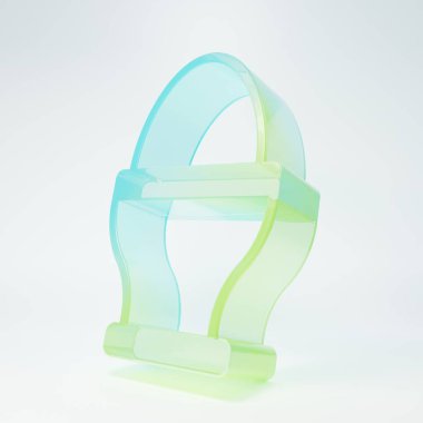 Frosted glass Chicken egg on a stand icon isolated on white background. Minimalism concept. 3D render illustration.