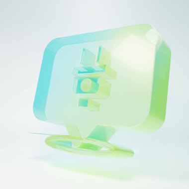 Frosted glass Electric plug icon isolated on white background. Concept of connection and disconnection of the electricity. Minimalism concept. 3D render illustration.