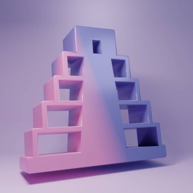 Purple Chichen Itza in Mayan icon isolated on purple background. Ancient Mayan pyramid. Famous monument of Mexico. Minimalism concept. 3D render illustration.