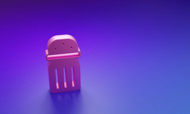 Pink Salt icon isolated on purple-blue background. Cooking spices. Minimalism concept. 3D render illustration.