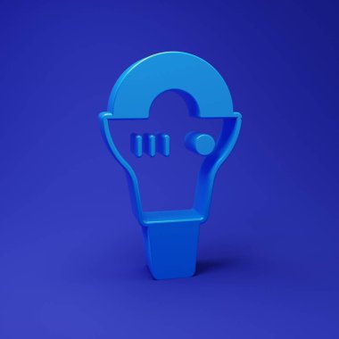 Mavi Açı Öğütücü simgesi mavi arkaplanda izole edildi. Minimalizm kavramı. 3 Boyutlu resimleme.