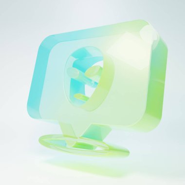 Frosted glass Alien icon isolated on white background. Extraterrestrial alien face or head symbol. Minimalism concept. 3D render illustration.