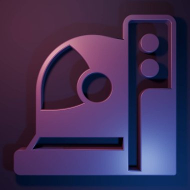 Purple Astronaut helmet icon isolated on purple-blue background. Minimalism concept. 3D render illustration.
