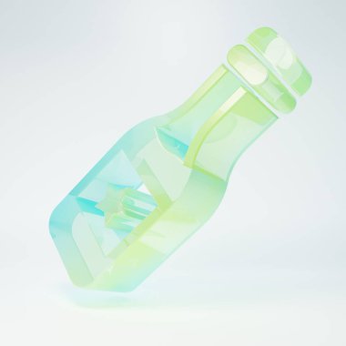 Buzlu cam şampanya şişesi ikonu beyaz arka planda izole edilmiş. Mutlu Noeller ve mutlu yıllar. Minimalizm kavramı. 3 Boyutlu resimleme.