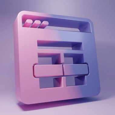 Purple MySQL code icon isolated on purple background. HTML Code symbol for your web site design. Minimalism concept. 3D render illustration.